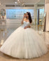 Sparkly White Wedding Dress Off The Shoulder Tulle Ball Gown Bridal Wedding Gowns 2023